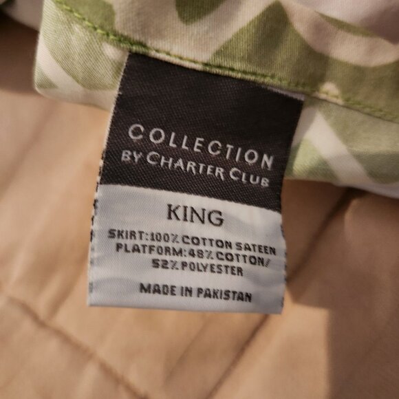 Vintage Duvet cover, bed skirt, pillow shams lilac, green roses King size Charte - Picture 5 of 5